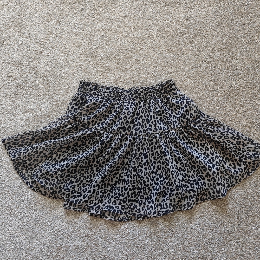 H&M Leopard Print Mini Skirt in Black and Cream